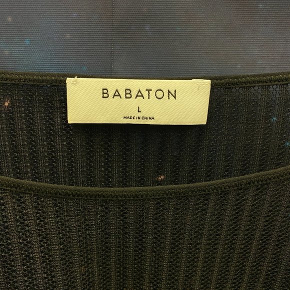 Aritzia Babaton Black Stripe Sheer Long Bell Sleeve Top - L - Picture 6 of 8